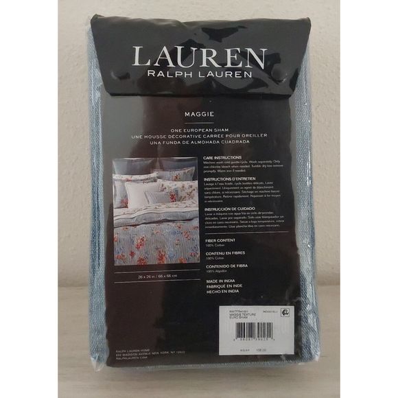 Ralph Lauren MAGGIE FLORAL Blue King Duvet Cover Sheet Set Euro Sham Bedding Set - Picture 15 of 16